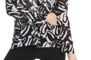 Alfani Women's Printed High Low Blouse Black Size Petite S/M
