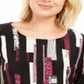 JM Collection Women's Printed Jacquard Top Black Size Medium