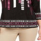JM Collection Women's Printed Jacquard Top Black Size Medium
