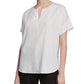 Eileen Fisher Women's Slit Neck Short Sleeve Boxy Sandwash Tunic White Size L