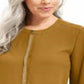JM Collection Women's Studded Button Cuff Top Yellow Size Petite Medium