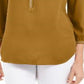 JM Collection Women's Studded Button Cuff Top Yellow Size Petite Medium