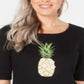 Karen Scott Women's Cotton Pineapple Graphic Print T-Shirt Black Size X-Large