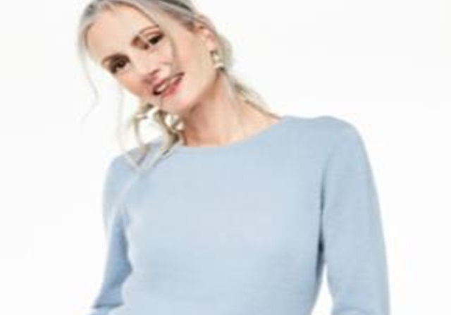 Charter Club Women's Crew Neck Cashmere Sweater Blue Size Large