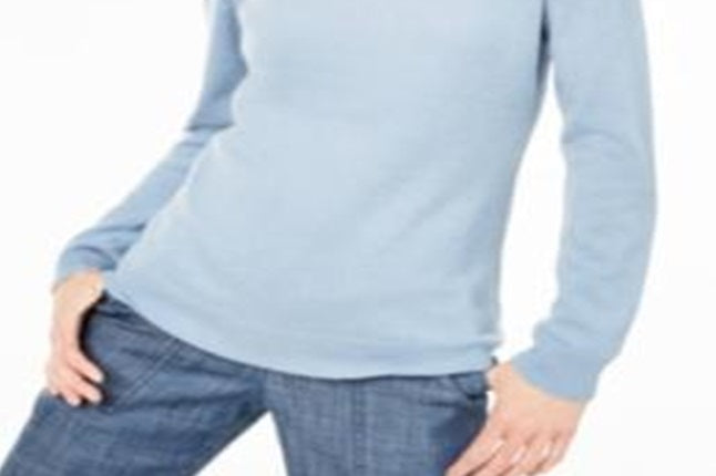 Charter Club Women's Crew Neck Cashmere Sweater Blue Size Large