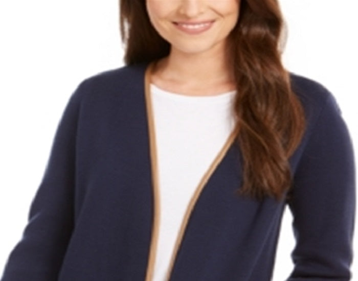 Charter Club Women's Milano Cotton Completer Sweater Blue Size Petite