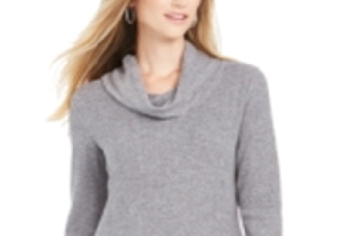 Style & Co Women's Cowl Neck Sweater Dress Gray Size X-Small