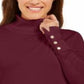 JM Collection Women's Stud Sleeve Pullover Turtleneck Sweater Red Size Large