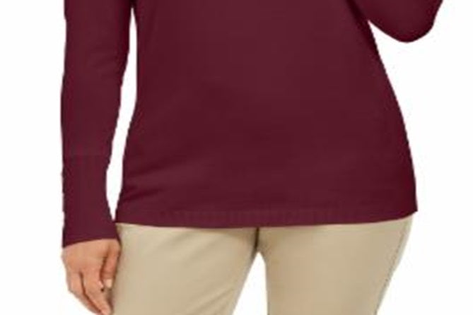 JM Collection Women's Stud Sleeve Pullover Turtleneck Sweater Red Size Large