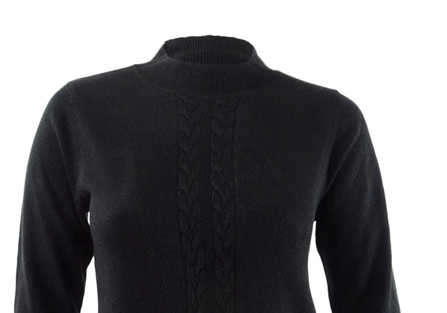 Karen Scott Women's Cable Knit Crewneck Sweater Black Size Petite Small