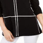 Alfani Women's Grid Pattern Sweater Black Size Petite L