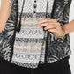 Style & Co Women's Mixed Print Top Black Mulit  Size Petite L