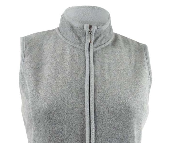 Karen Scott Women's Fleece Zip Front Vest Gray Size -Petite L