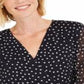 Charter Club Women's Dotted Wrap Top Blue Size Small