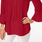 Charter Club Women's Double Ruffle Solid Pintuck Top Red Size XX-Large