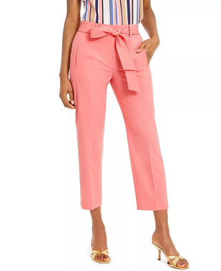 Bar III Women’s Bi-Stretch Belted Tie Ankle Pants Pink Size 2