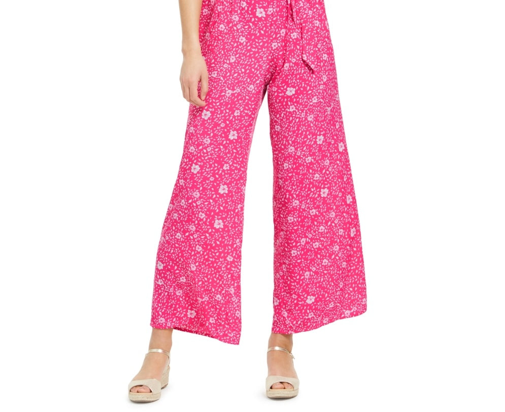 Charter Club Women's Printed Belted Jumpsuit Pink Size 8