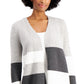 Charter Club Women's Colorblocked Knit Cardigan Gray Size Small