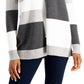Charter Club Women's Colorblocked Knit Cardigan Gray Size Small