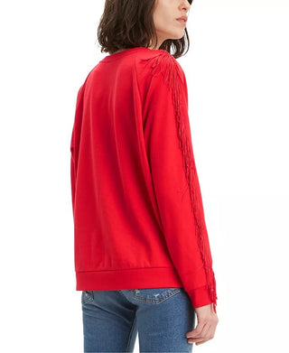 Levi's Women's Fringed Crewneck Sweatshirt Red Size Large