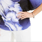 JM Collection Women's Printed Flutter Sleeve Top Blue Size X-Large