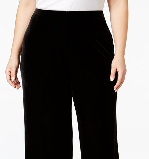 Alfani Women's Plus Velvet Wide Leg Pants Black Size 1X
