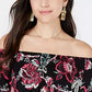 Style & Co Women's Printed Off-the-Shoulder Top Black Size XXL