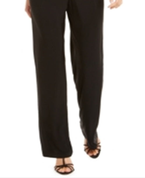 NY Collection Women's Metallic Tie Front Jumpsuit Black Size Petite M