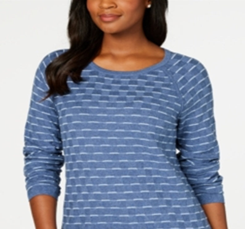 Karen Scott Women's Textured Sweater Blue Size Large