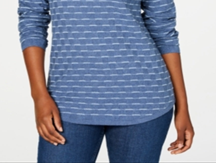 Karen Scott Women's Textured Sweater Blue Size Large