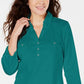Karen Scott Women's Cotton Johnny Collar Utility Shirt Green Size S