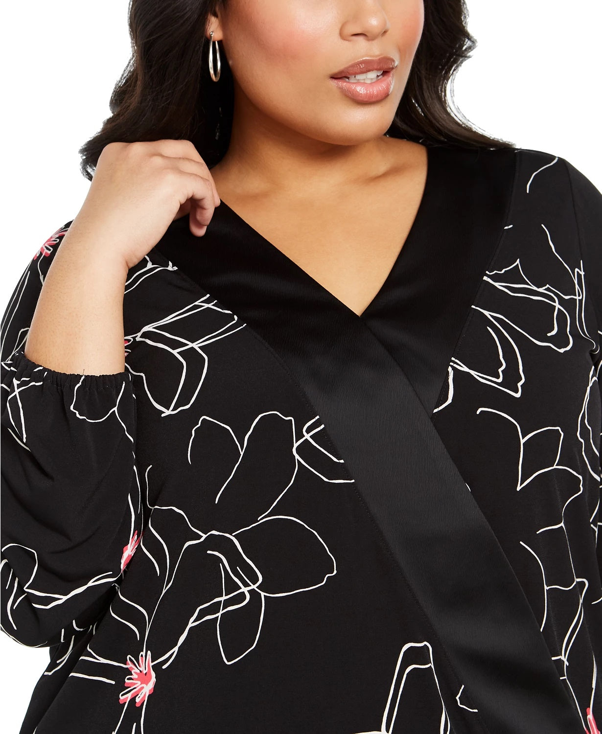 Alfani Women's Plus Size Printed Surplice-Neck Blouse Black Size 2X