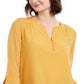 Charter Club Women's Sheer Sleeve Top Yellow Size X-Large