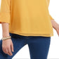 Charter Club Women's Sheer Sleeve Top Yellow Size X-Large