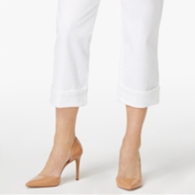 Style & Co Women's Curvy Cuffed Capri Jeans White Size 2