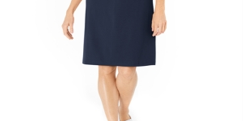 Karen Scott Women's Cotton Studded Swing Dress Blue Size XX-Large