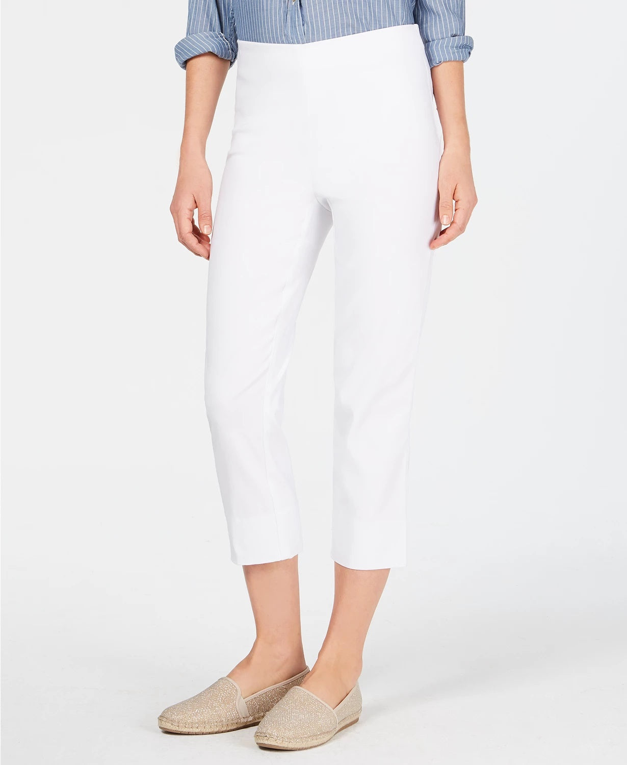 Charter Club Women's Chelsea Pull-On Tummy-Control Capris White Size 4