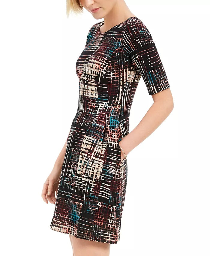 Connected Women's Petite Plaid Fit & Flare Dress Purple Size 12 P