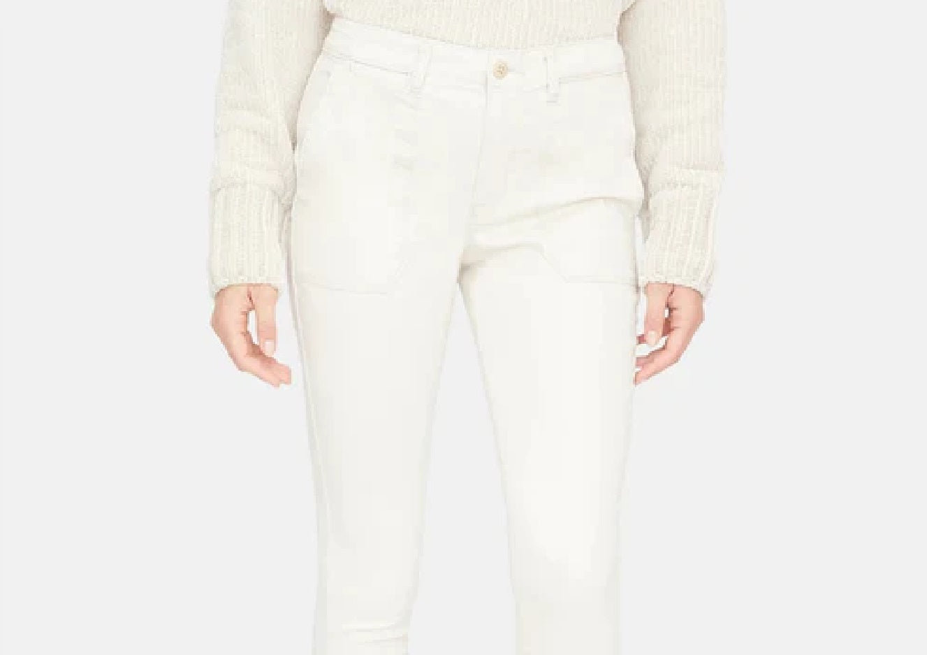 Sanctuary Women's Palmer Cigarette Cotton Blend Chino Pants White Size 31