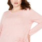 INC International Concepts Women’s Plus Drawstring Ruched Top Pink Size 1X