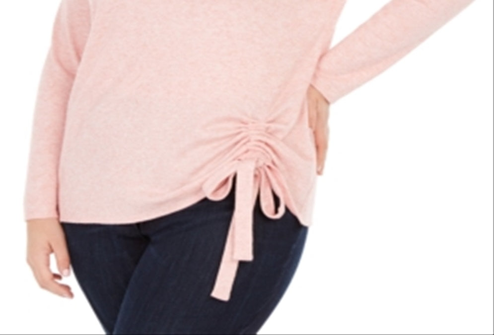 INC International Concepts Women’s Plus Drawstring Ruched Top Pink Size 1X