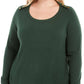 Karen Scott Womens Green Solid Long Sleeve Crew Neck T-Shirt Top Green Size Petite X-Large