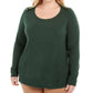 Karen Scott Womens Green Solid Long Sleeve Crew Neck T-Shirt Top Green Size Petite X-Large