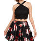 City Studios Juniors' 2-Pc. Glitter Lace & Floral-Print Dress Red Size 15