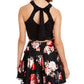 City Studios Juniors' 2-Pc. Glitter Lace & Floral-Print Dress Red Size 15