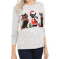 Karen Scott Women's Cat Applique Holiday Sweater Med Gray Size Small