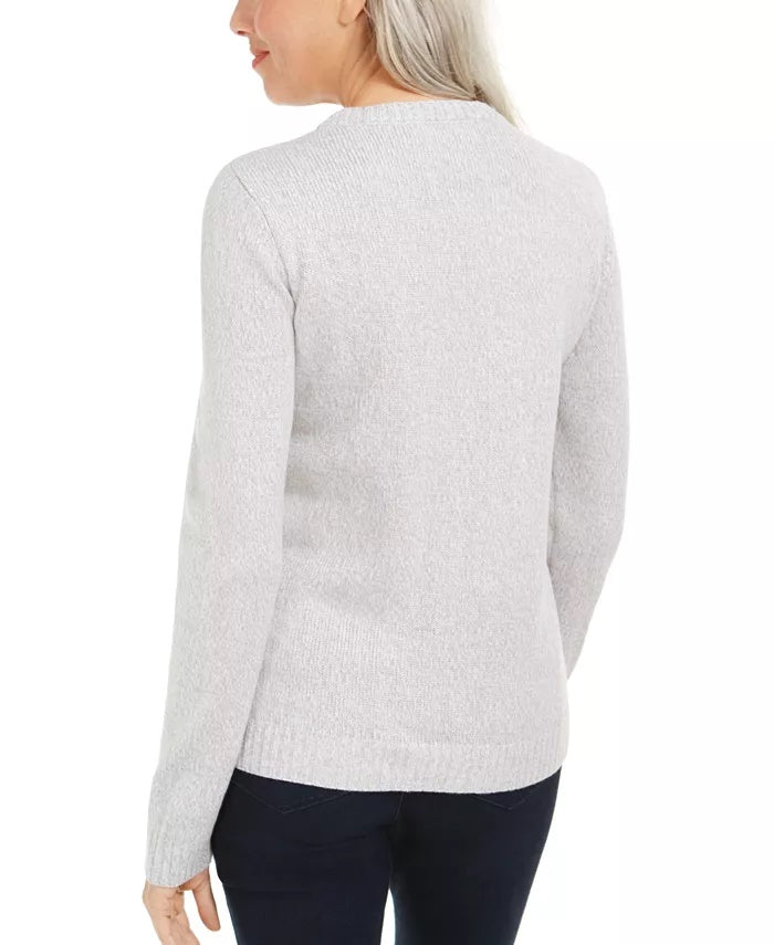 Karen Scott Women's Cat Applique Holiday Sweater Med Gray Size Small