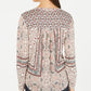 Style & Co Women's Petite Scarf-Print Peasant Top Beige Size PL