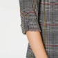 Charter Club Women's Petite Printed Button-Front Roll-Tab-Sleeve Top Black Size PL