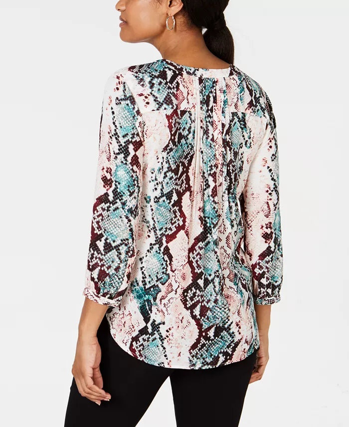 JM Collection Women's Half-Placket Blouse  Green Size X-Large